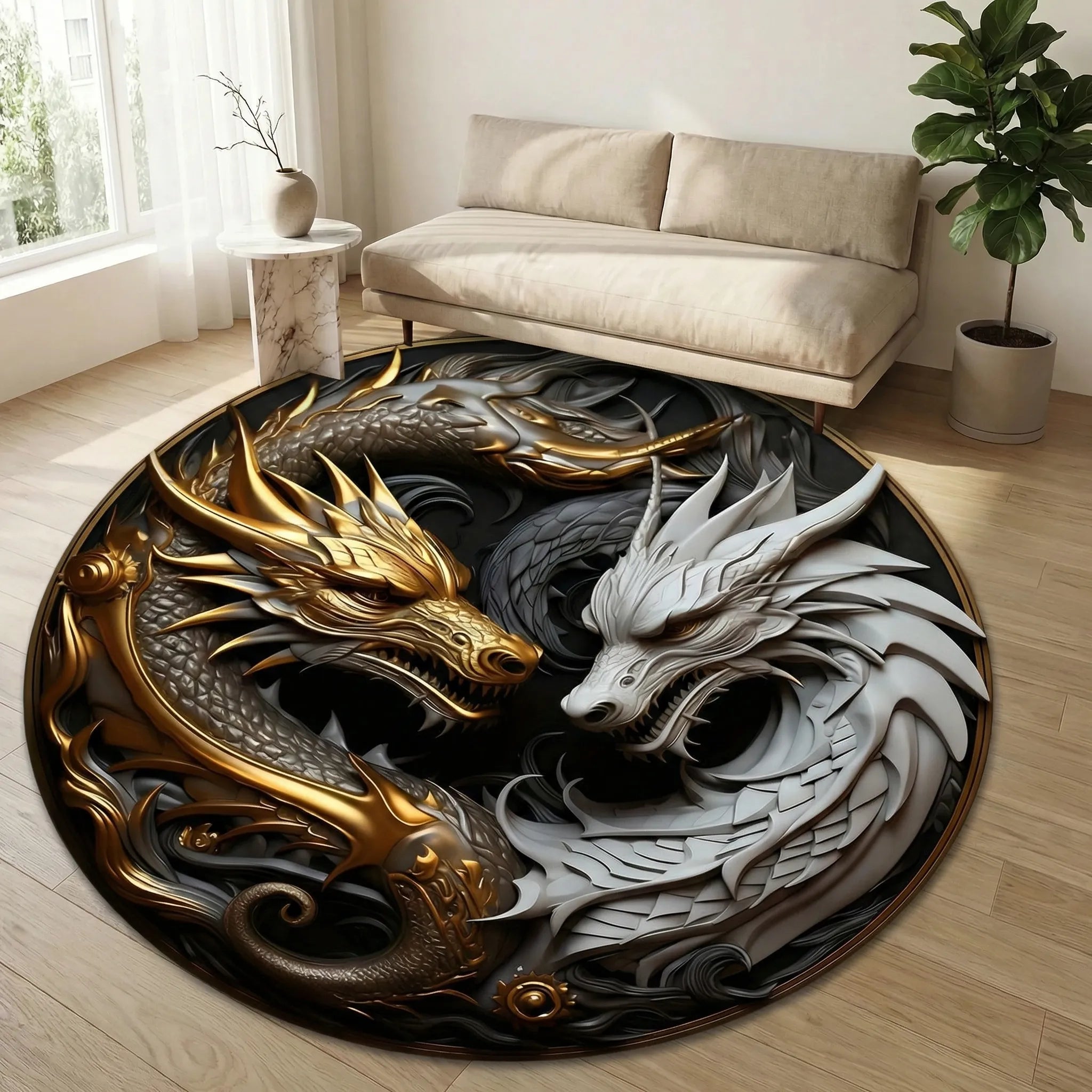 Round Decorative Floor Rug - Drakora