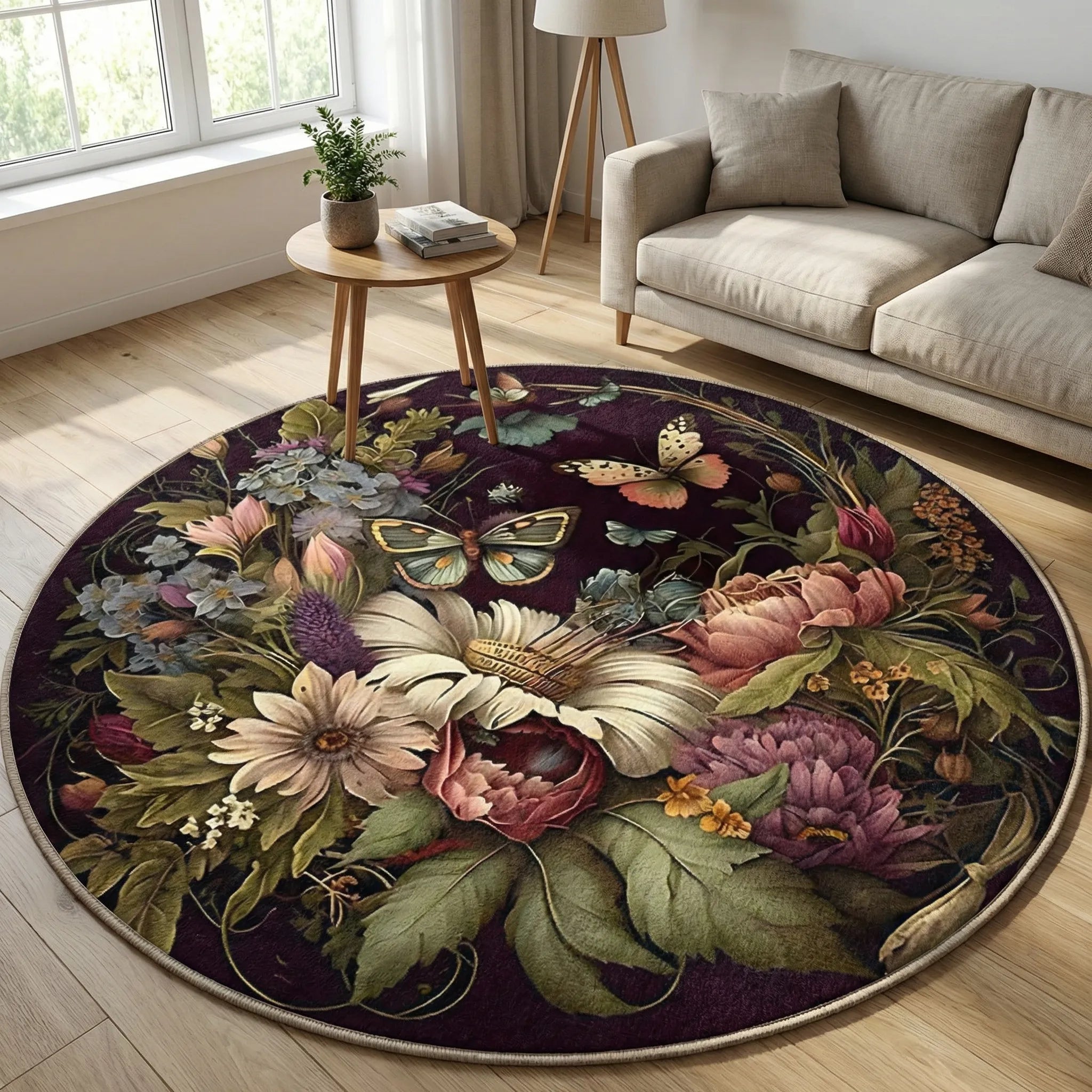Round Decorative Room Rug - Floravelle