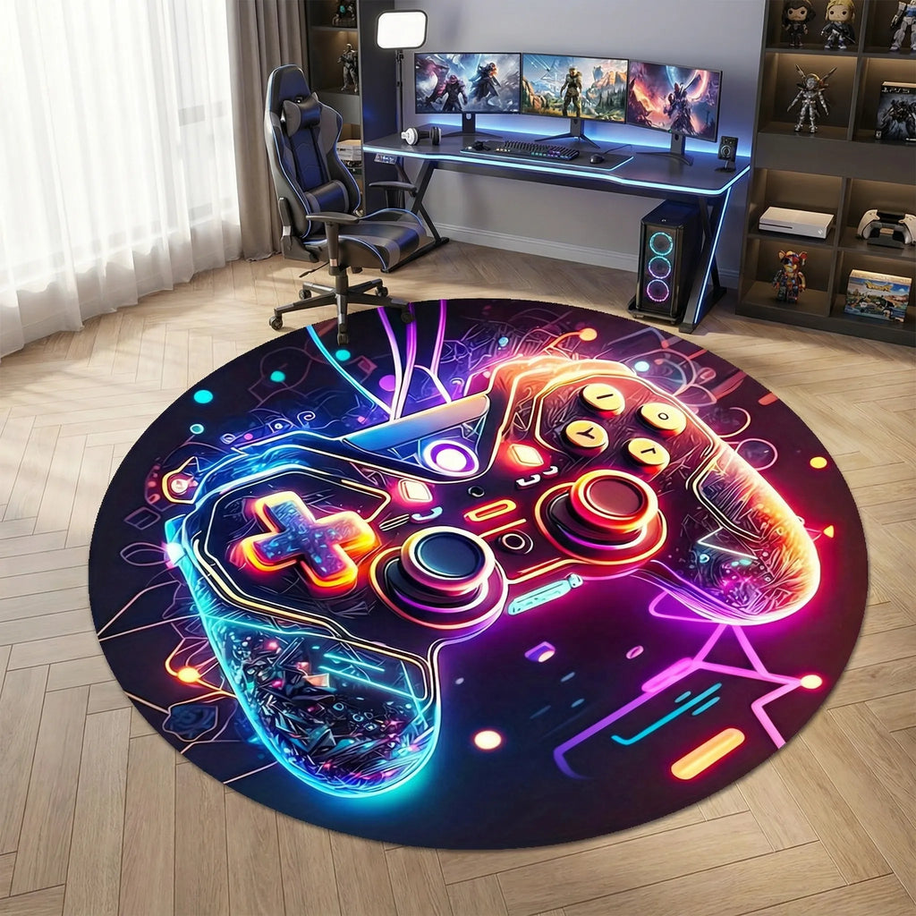 Round Gaming Floor Rug - Neonexus