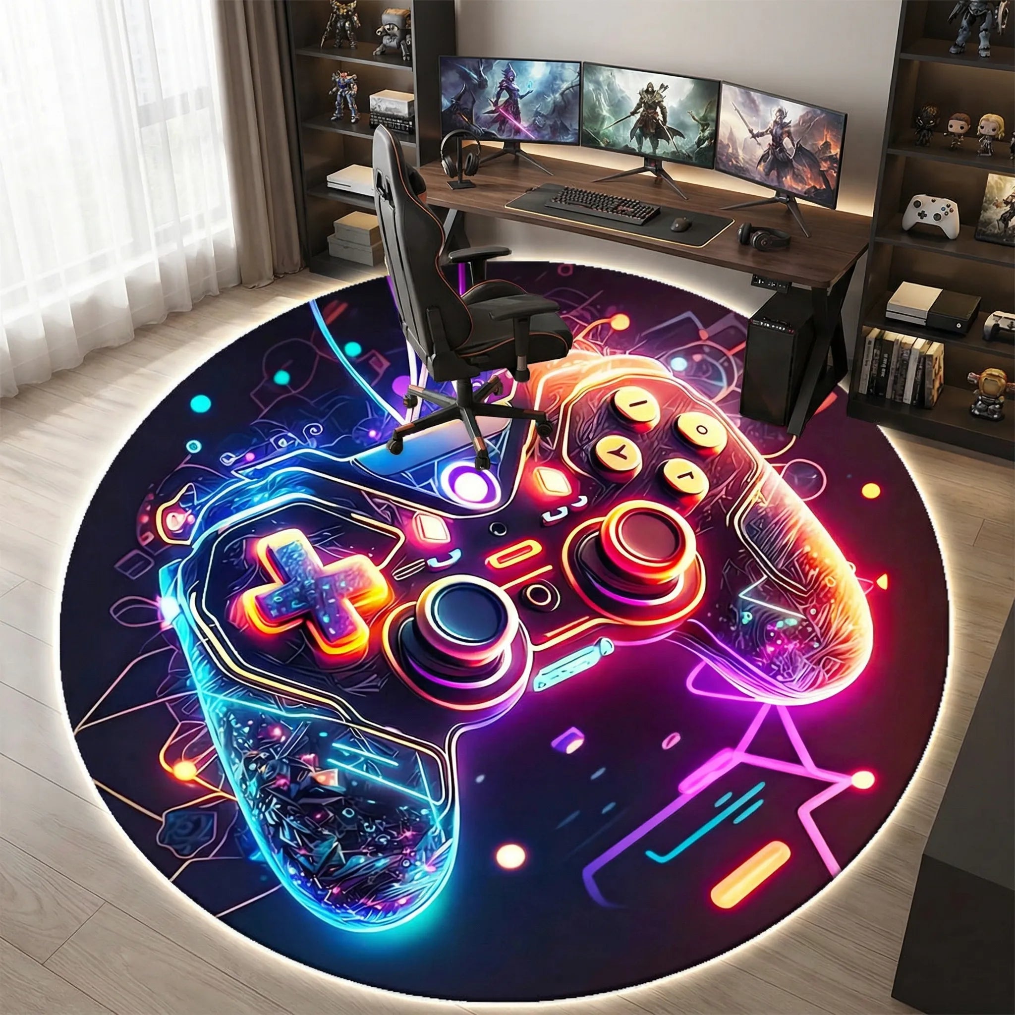 Round Gaming Floor Rug - Neonexus
