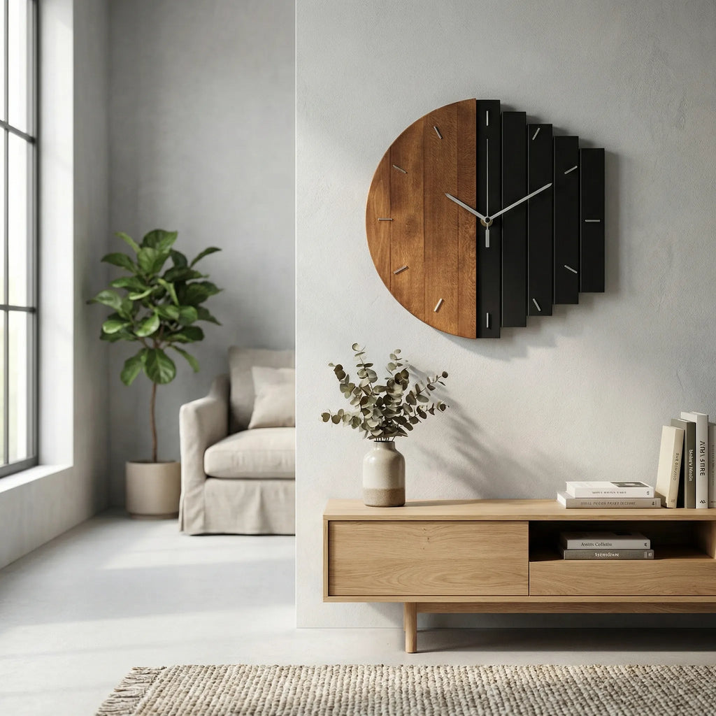 Round Half Plank Wall Clock - Timbera