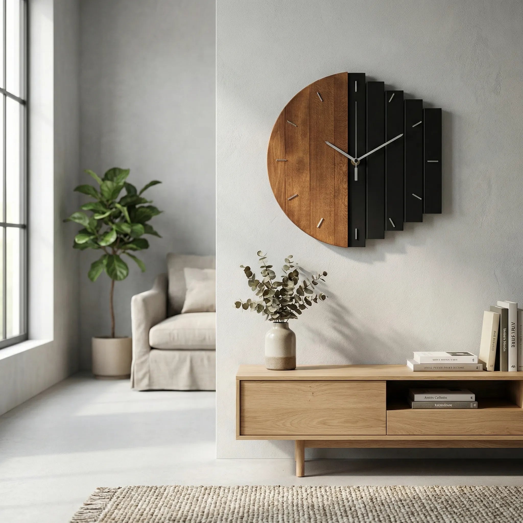 Round Half Plank Wall Clock - Timbera