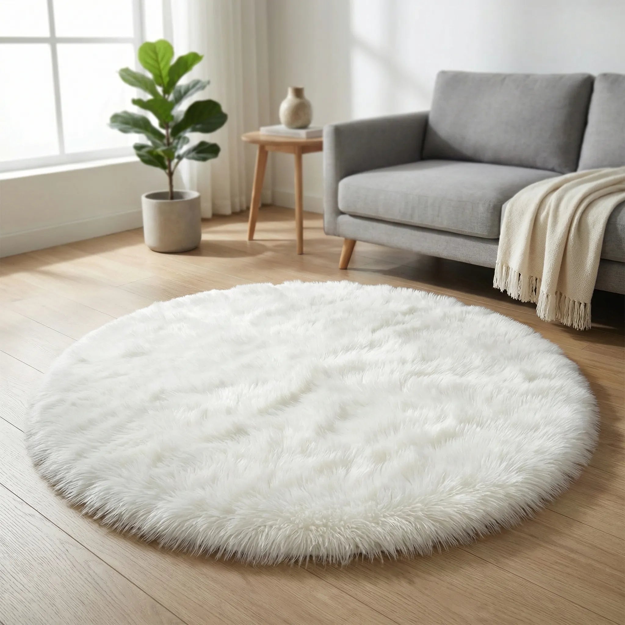 Round High Pile Area Rug - Plusharo