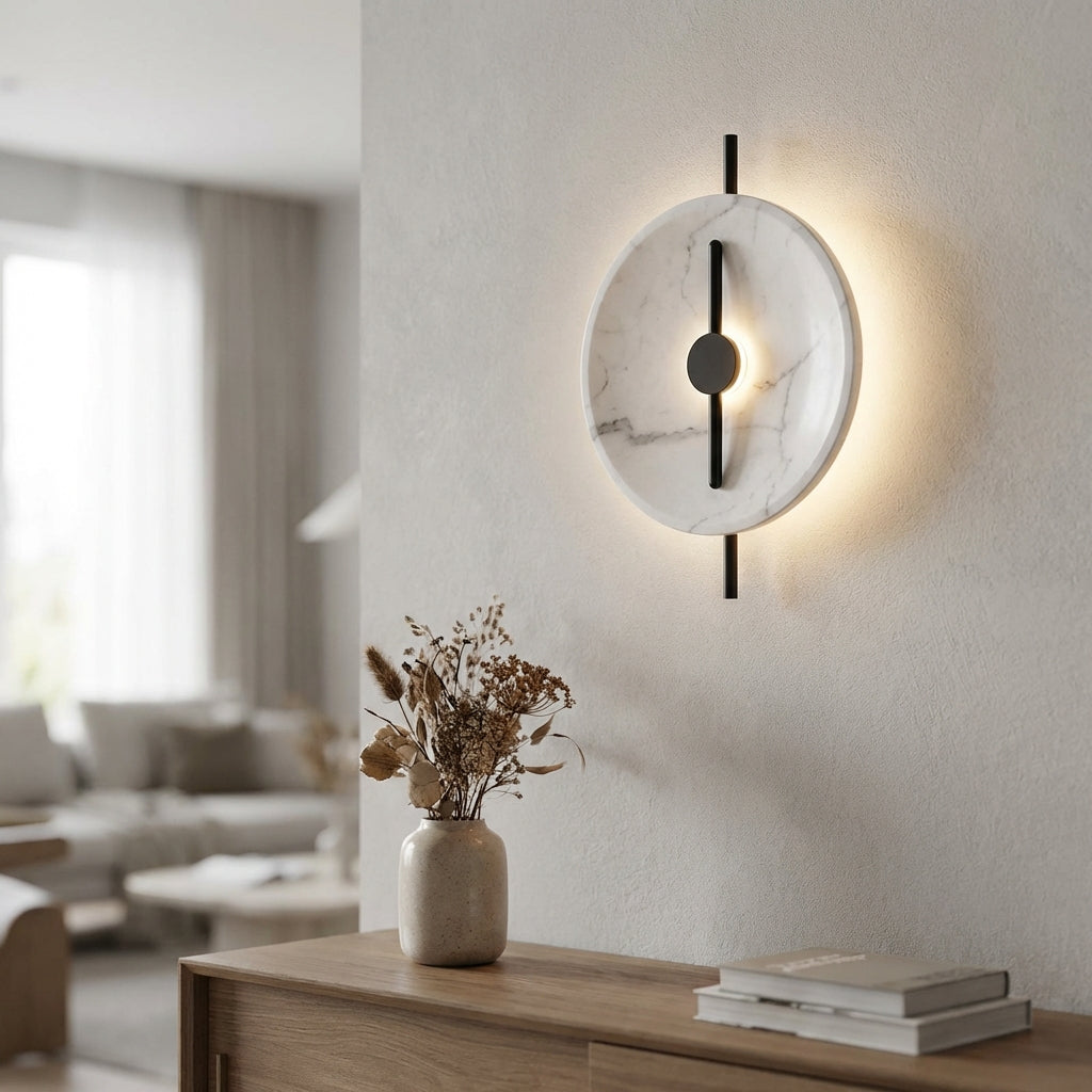Round Marble Effect Sconce - Marbelleo