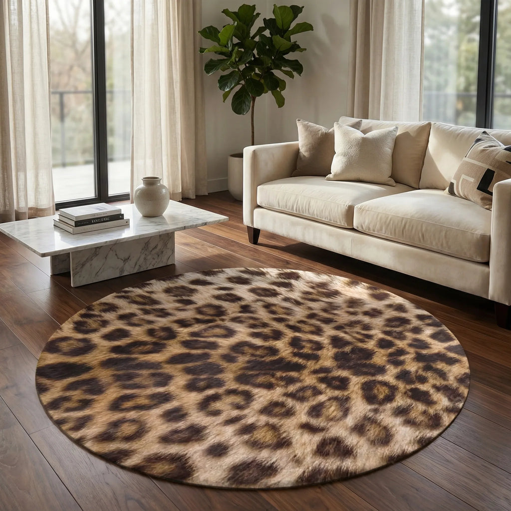 Round Patterned Area Rug - Leopura