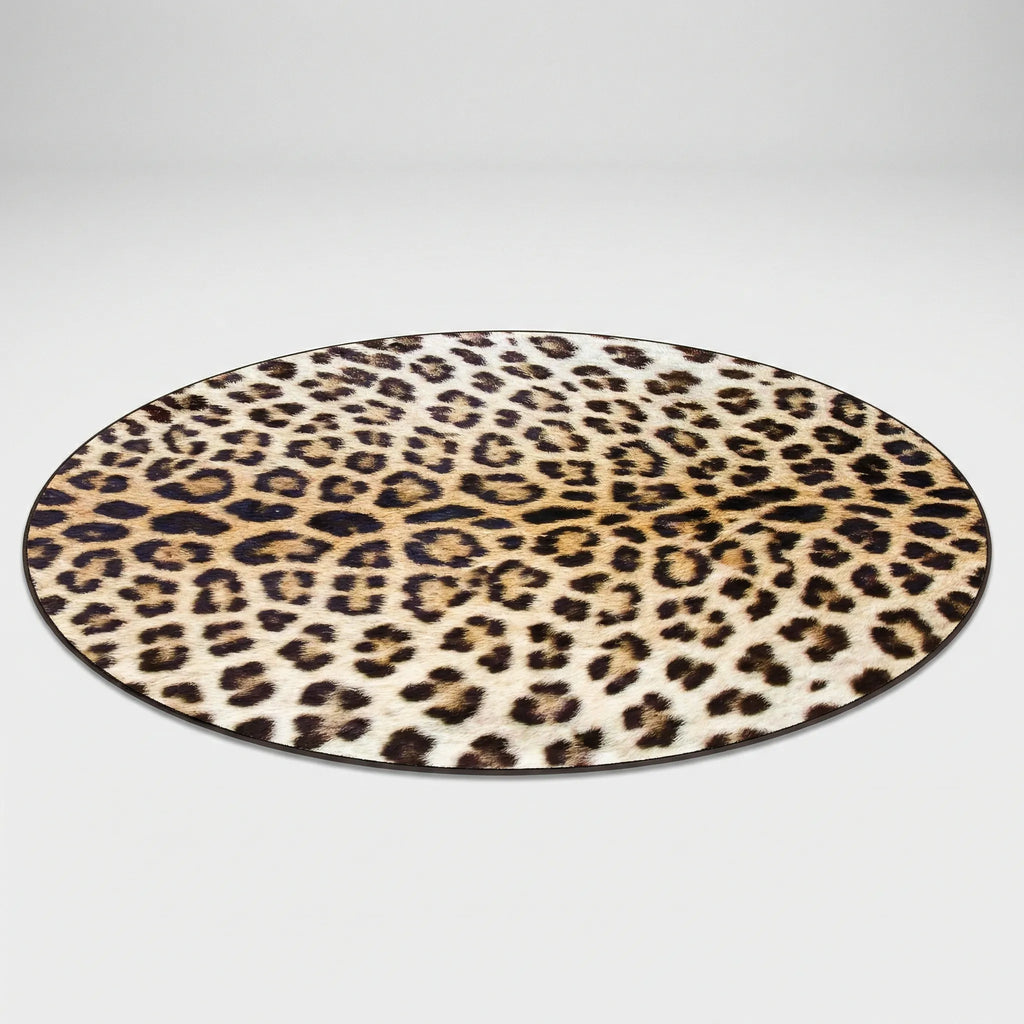 Round Patterned Area Rug - Leopurex