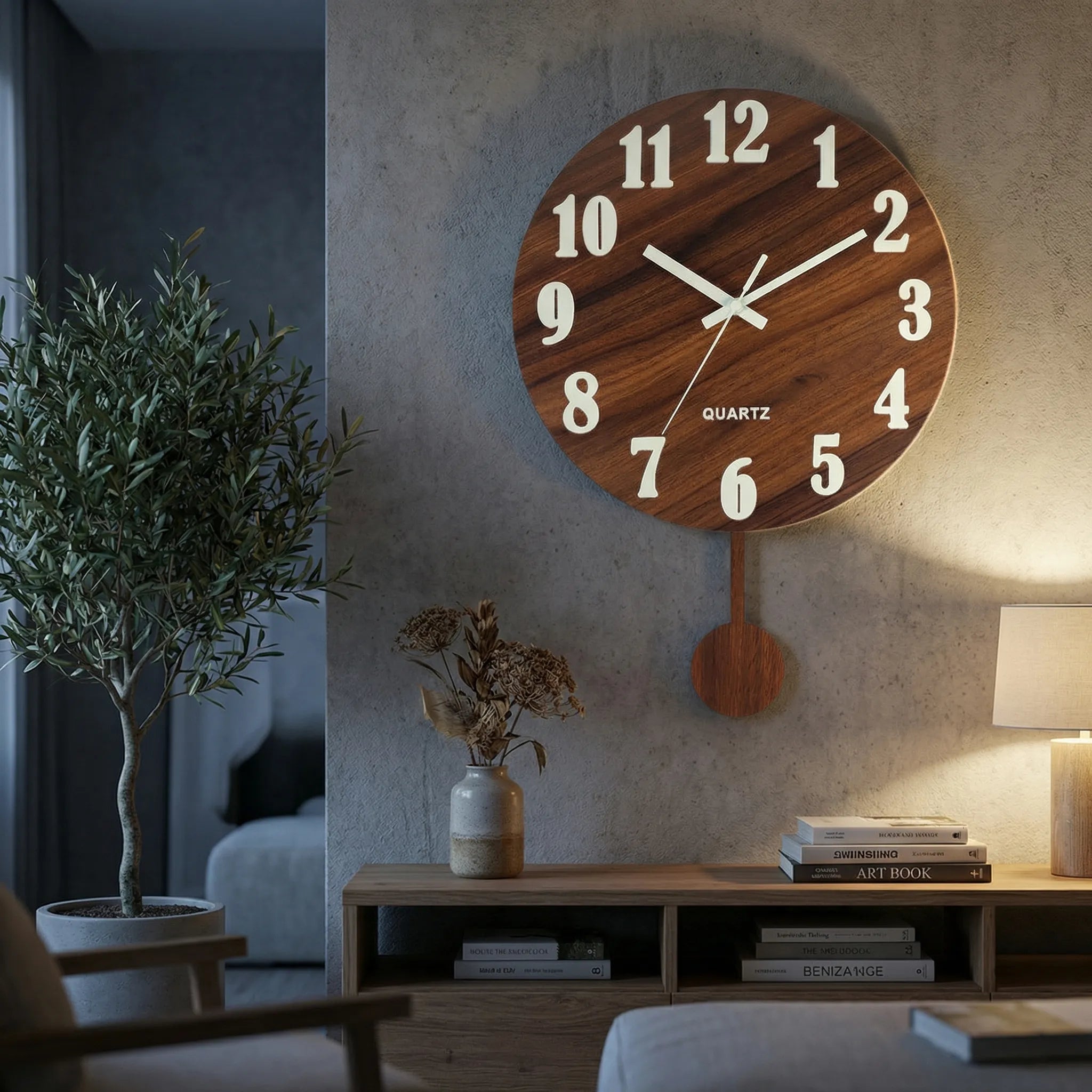 Round Wall Clock With Pendulum - LumaClocko