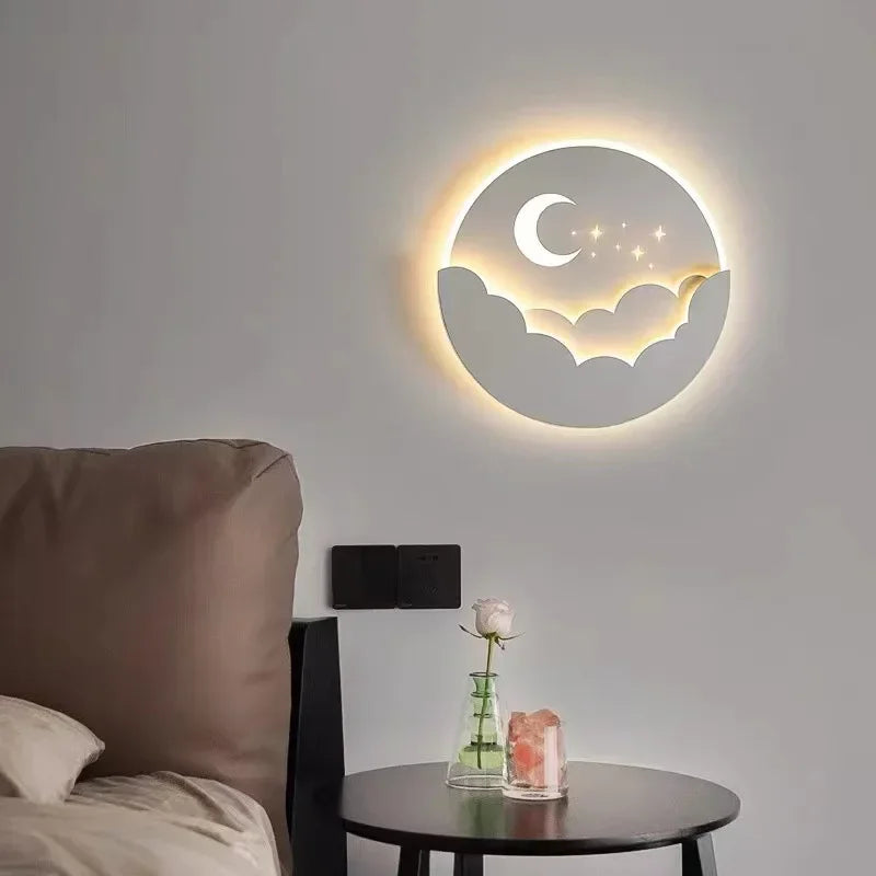 Round Moon-and-Stars Wall Light – Skylume