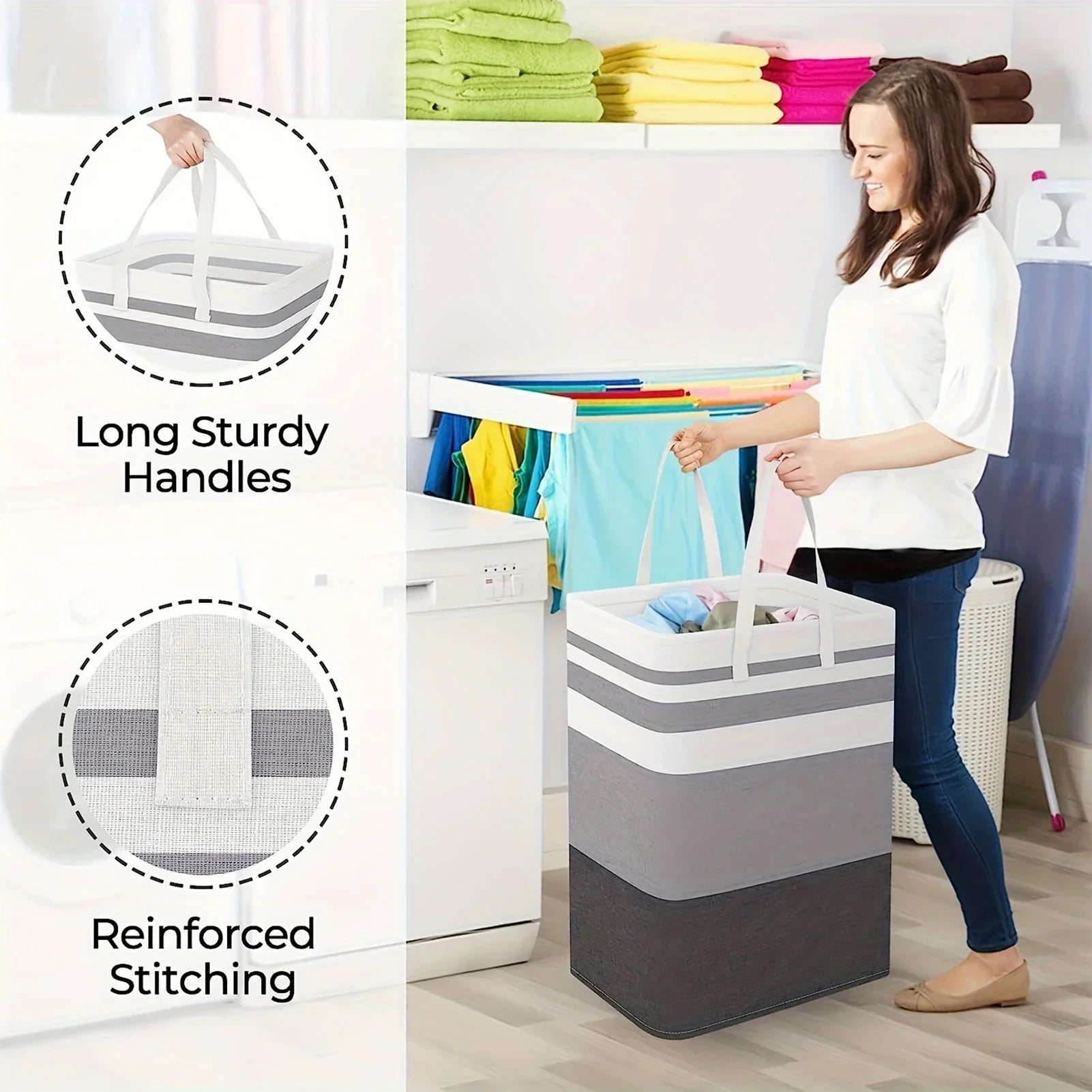 75L Large Laundry Hamper with Handles & Collapsible Design – Solen