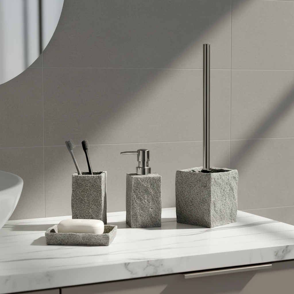 Four-piece bathroom accessory set - Gravorn