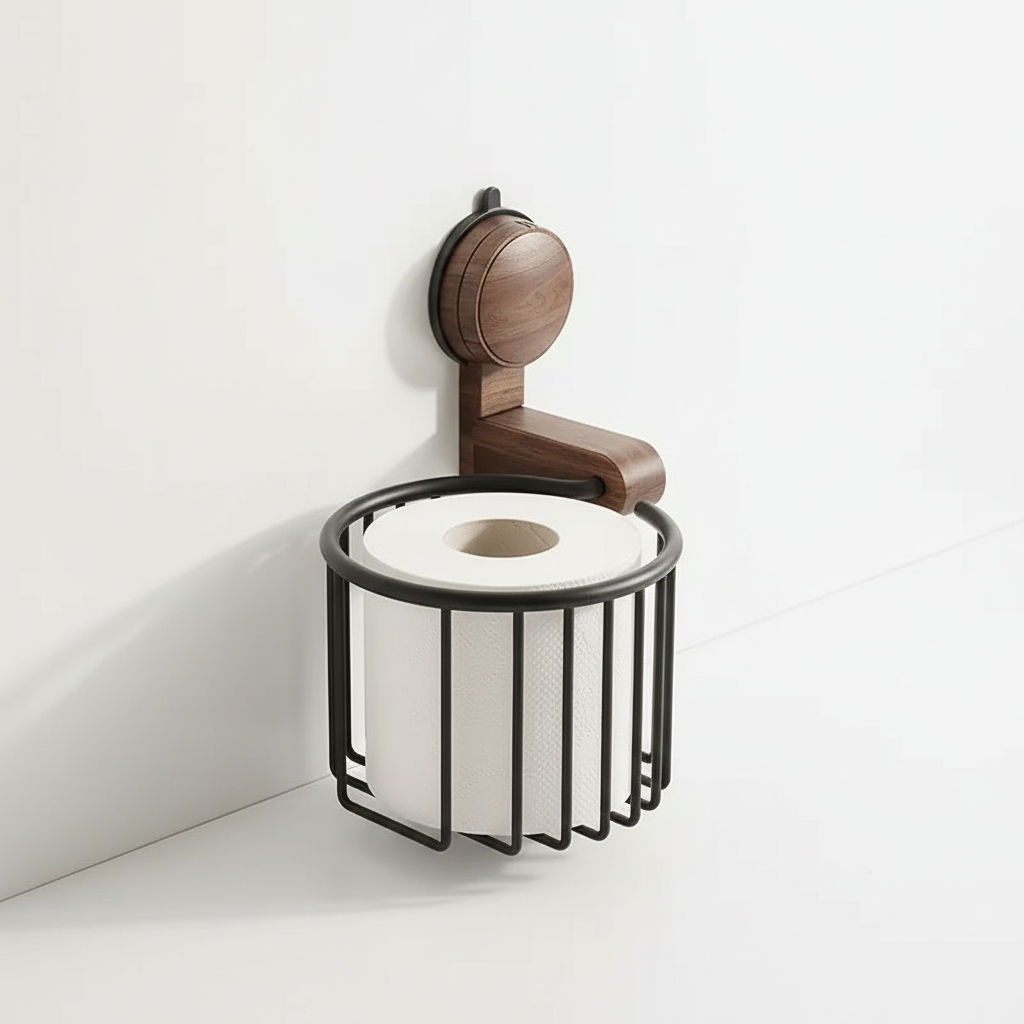 Wall-mounted toilet paper holder - Walnut
