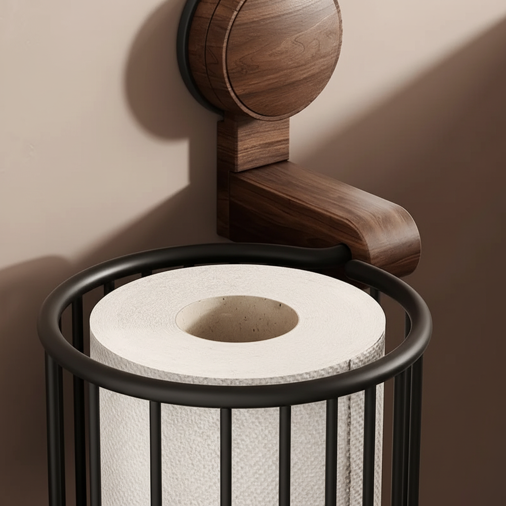 Wall-mounted toilet paper holder - Walnut