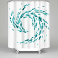 Washable Fabric Shower Curtain with Hooks - TurquiFin