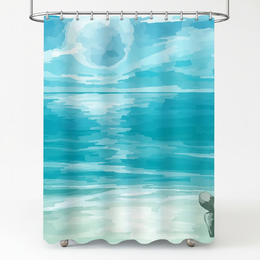 Water-repellent shower curtain fabric - SeaBlur