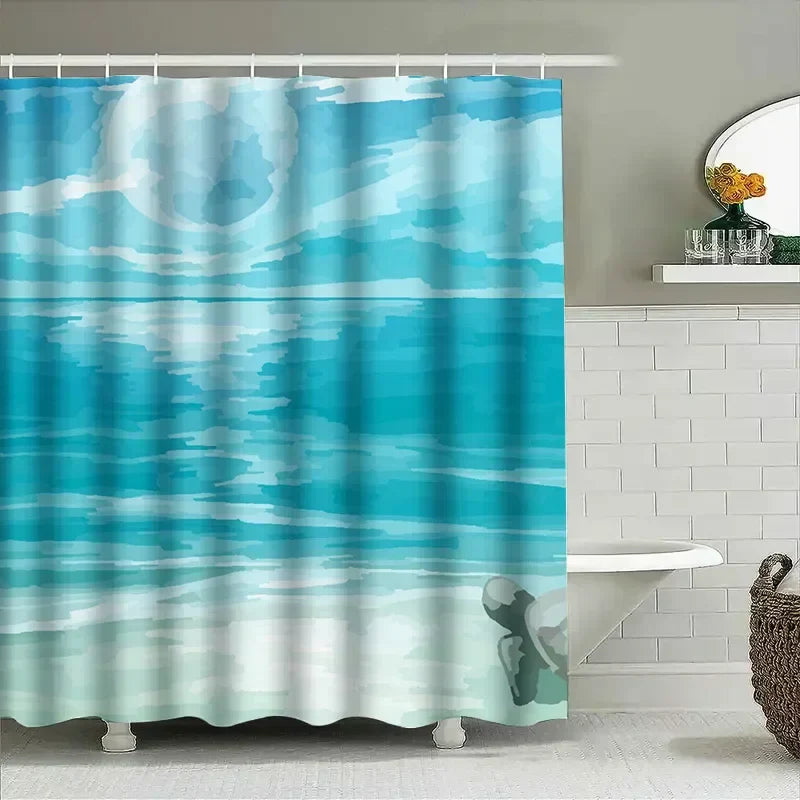 Water-repellent shower curtain fabric - SeaBlur