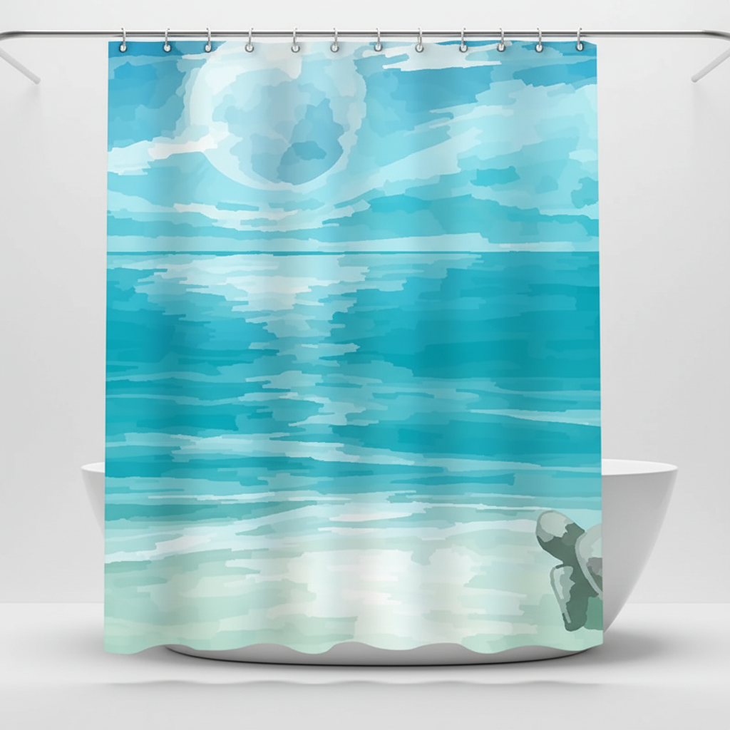 Water-repellent shower curtain fabric - SeaBlur