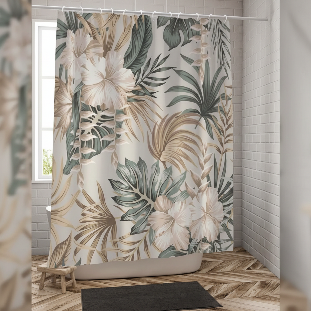 Water-repellent shower curtain fabric - TropiVeil