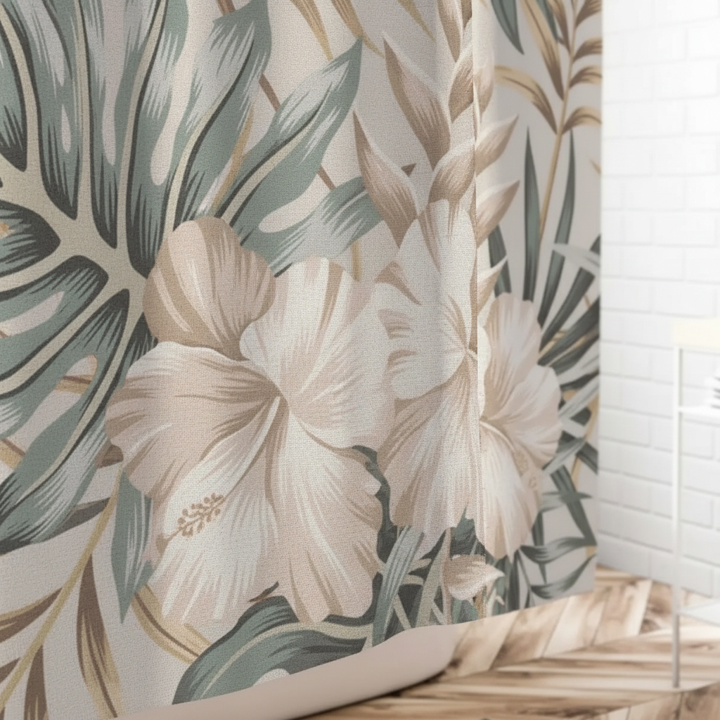 Water-repellent shower curtain fabric - TropiVeil