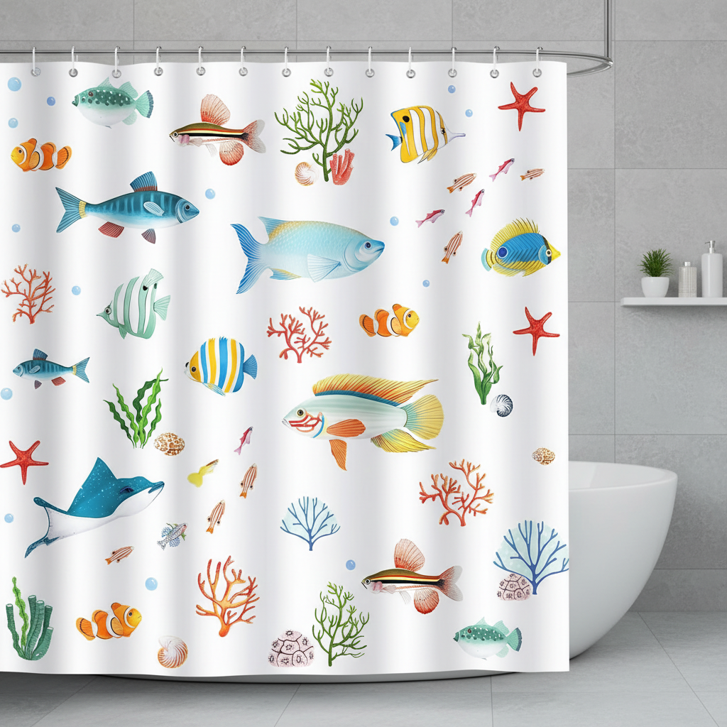 Water-repellent polyester shower curtain - SeaMosa