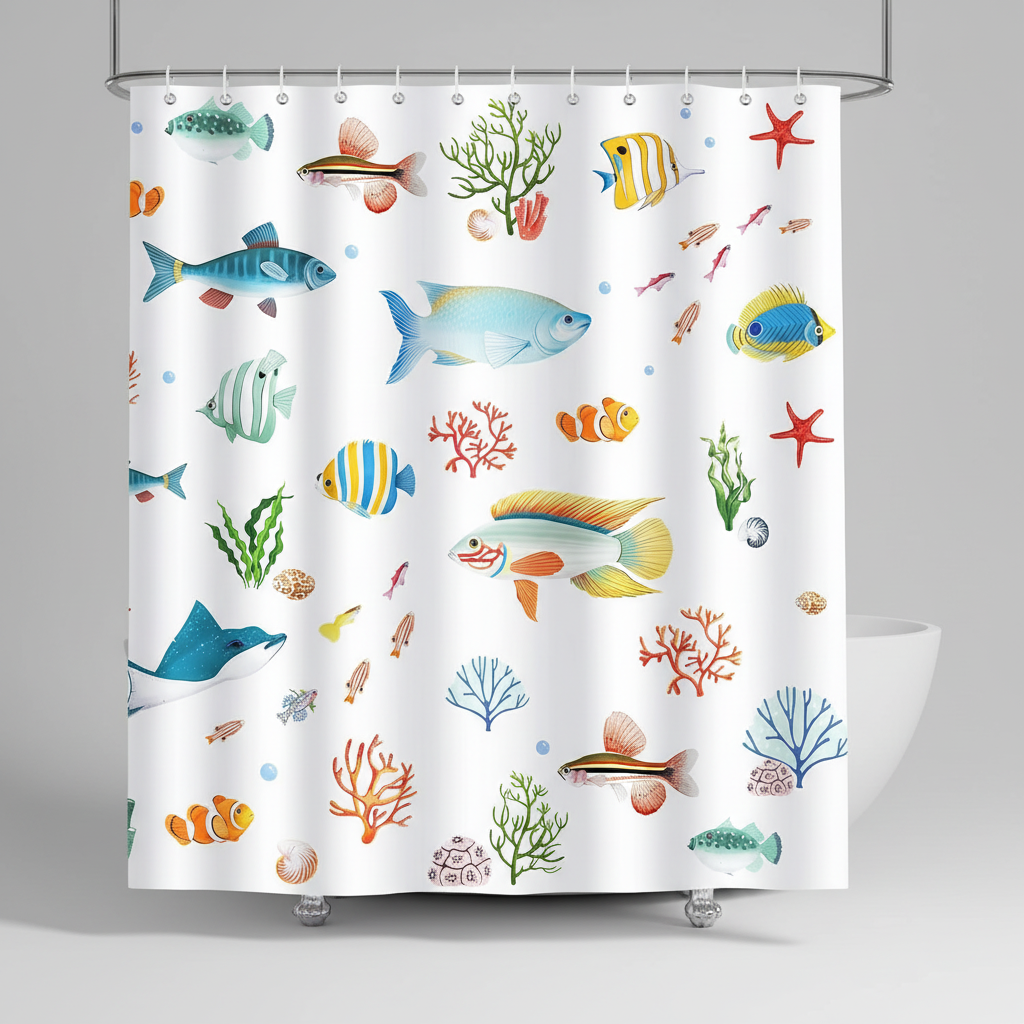 Water-repellent polyester shower curtain - SeaMosa