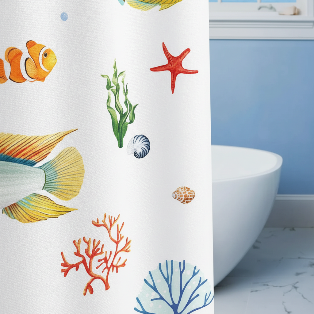 Water-repellent polyester shower curtain - SeaMosa