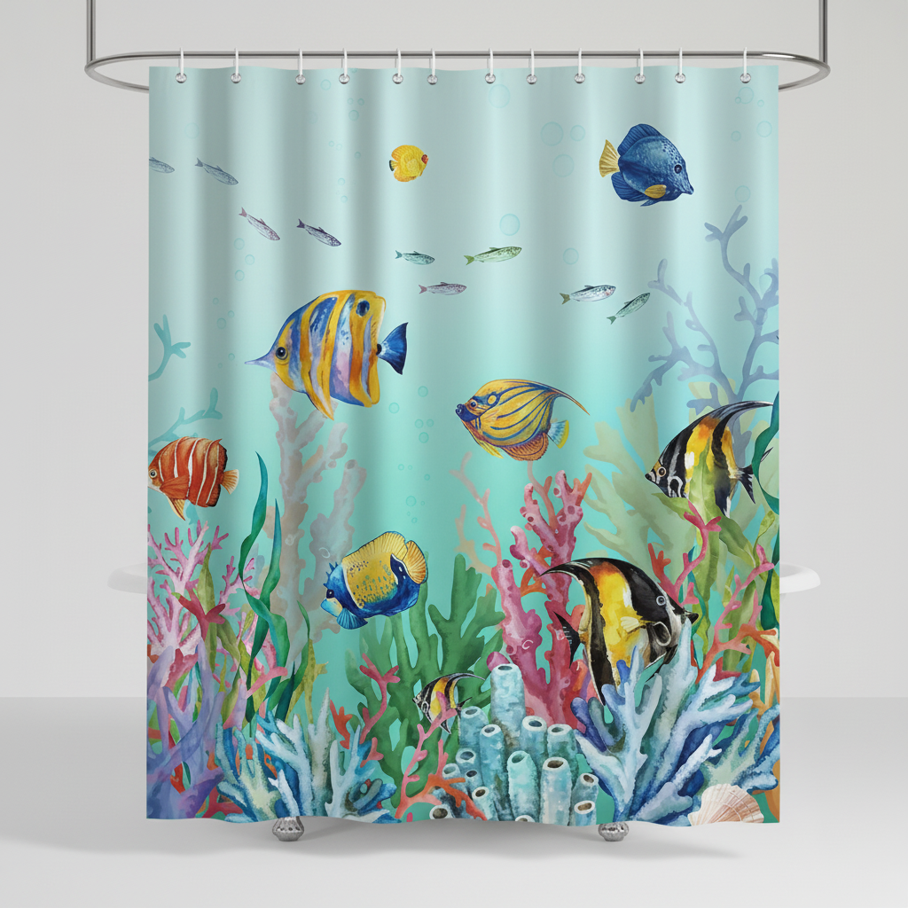 Water-repellent polyester shower curtain - SeaMosa