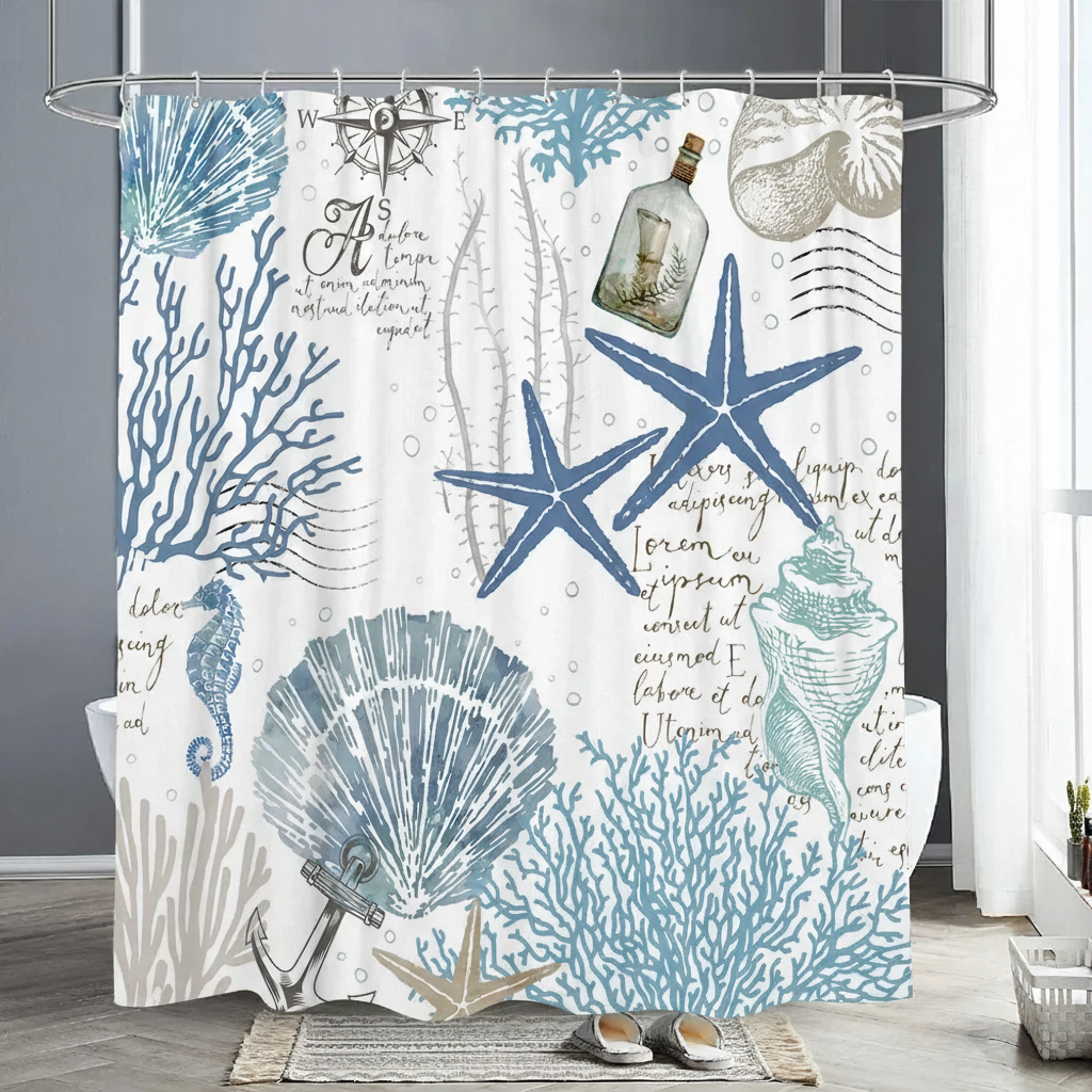 Water-repellent polyester shower curtain - StarfishDream