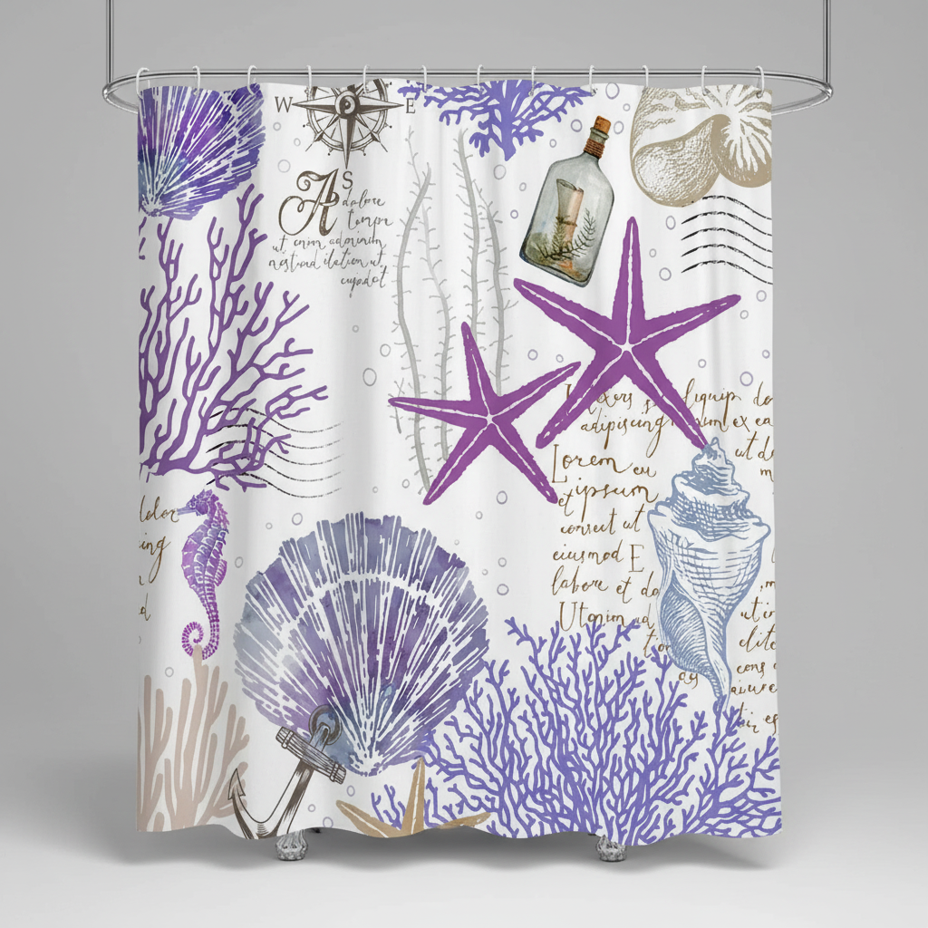 Water-repellent polyester shower curtain - StarfishDream