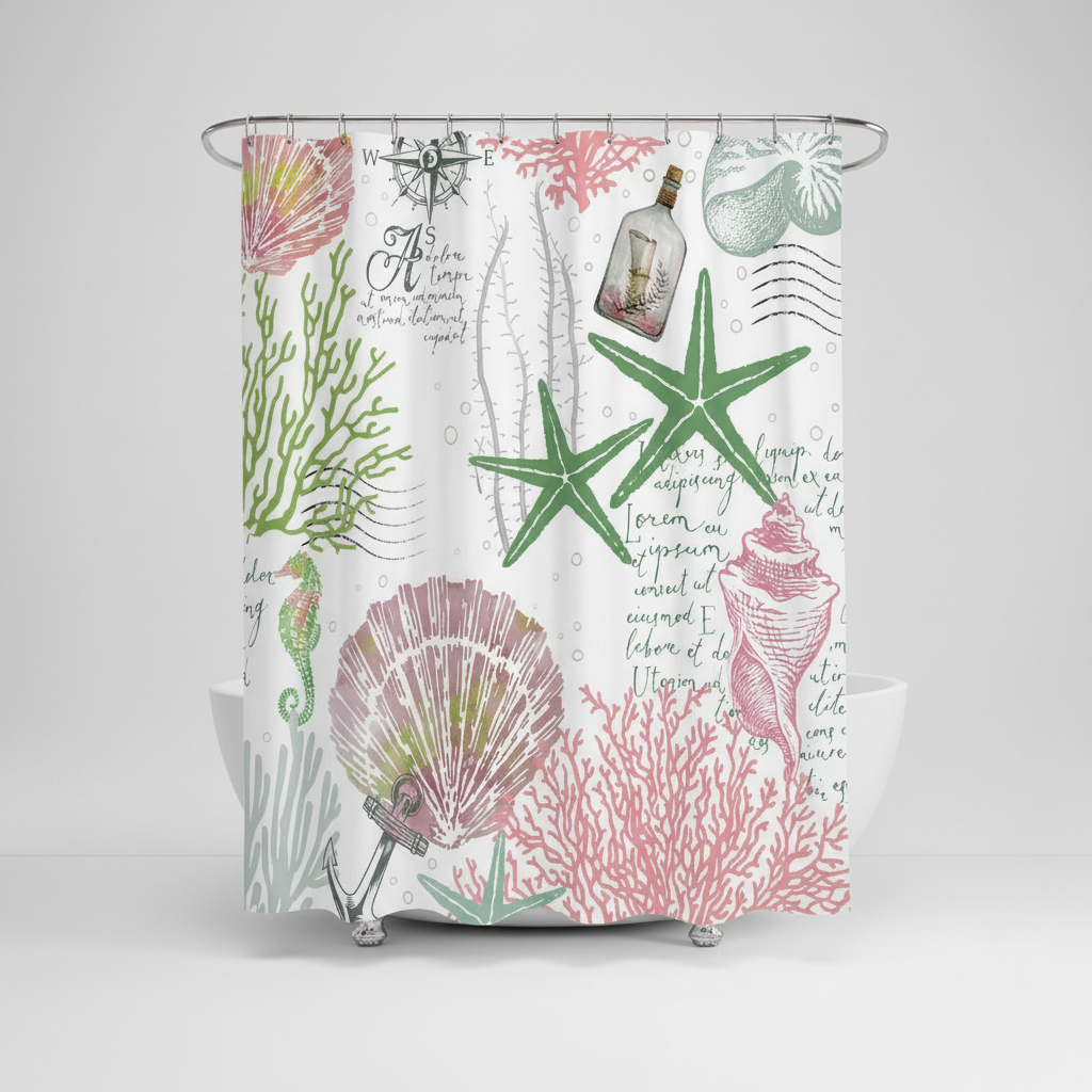 Water-repellent polyester shower curtain - StarfishDream