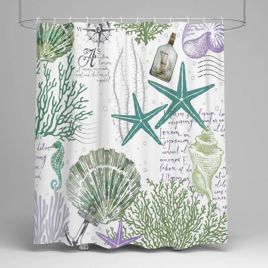 Water-repellent polyester shower curtain - StarfishDream