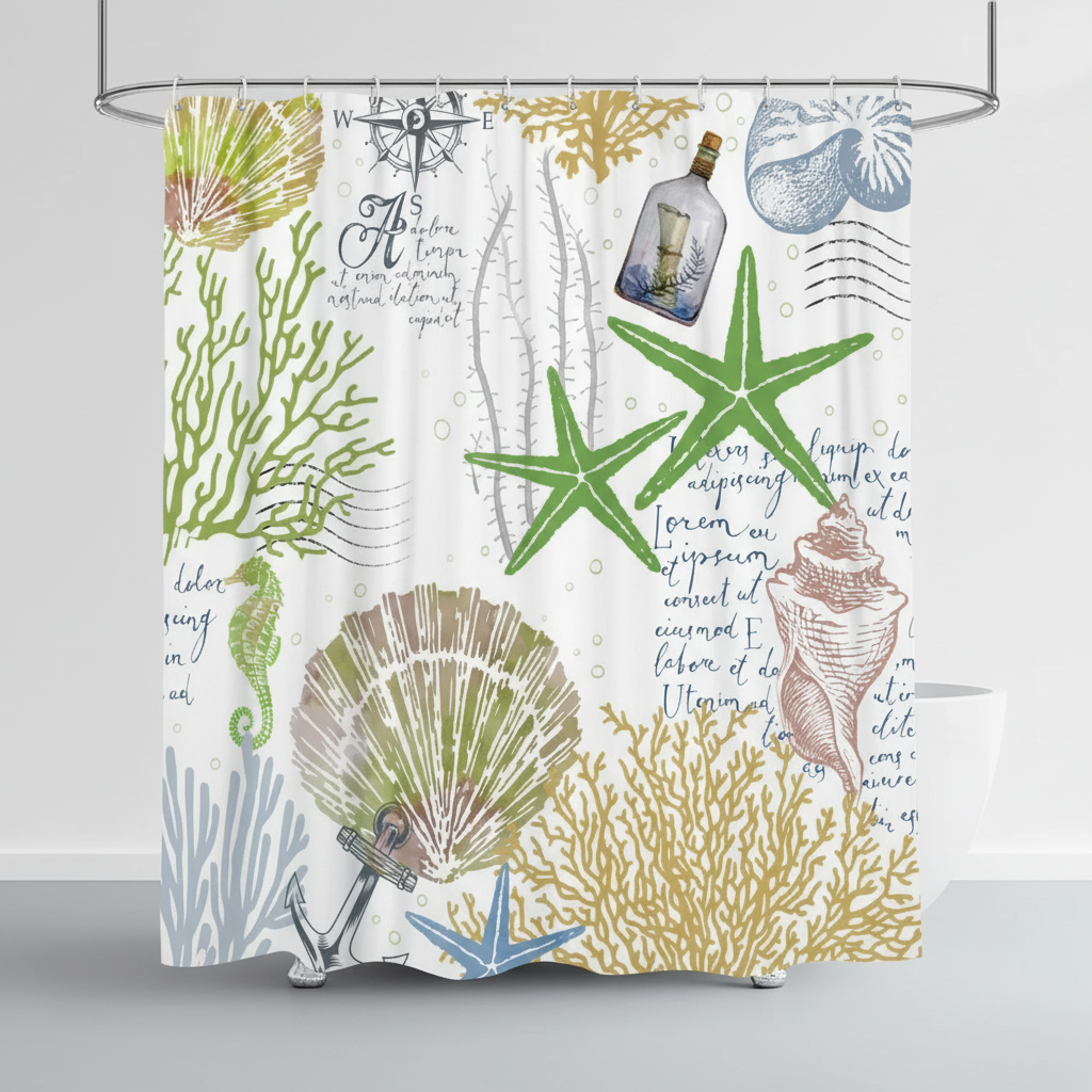 Water-repellent polyester shower curtain - StarfishDream