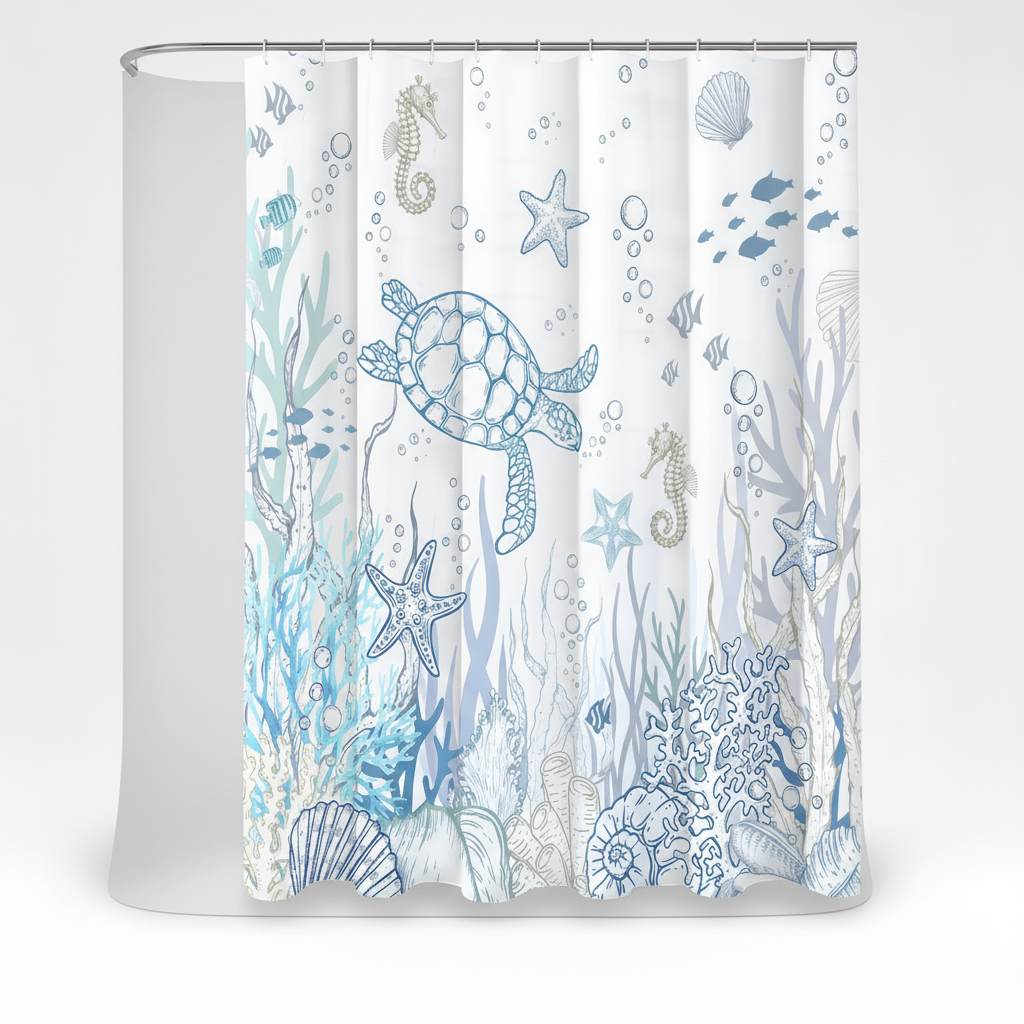 Waterproof Shower Curtain Polyester - TurtleGlide