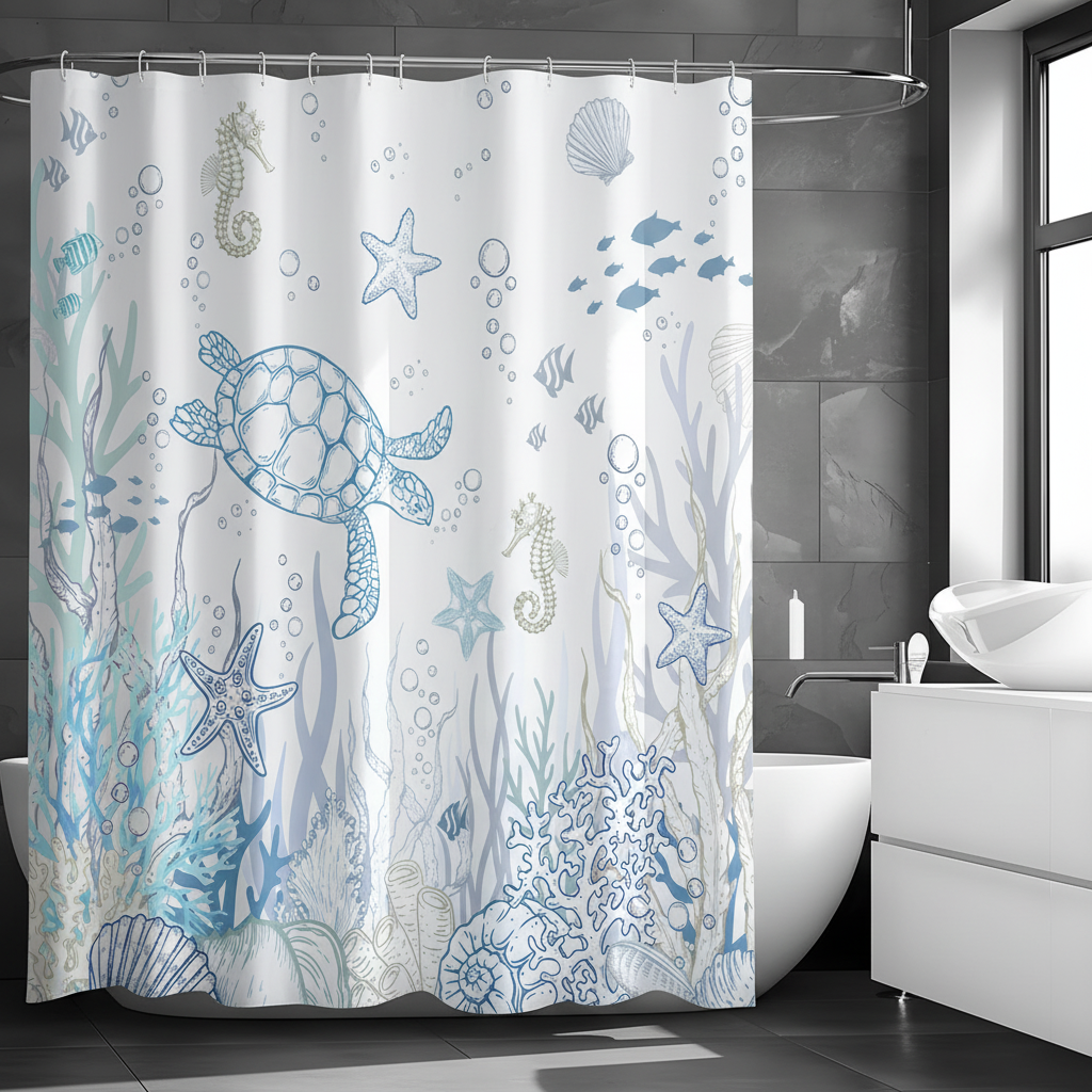 Waterproof Shower Curtain Polyester - TurtleGlide