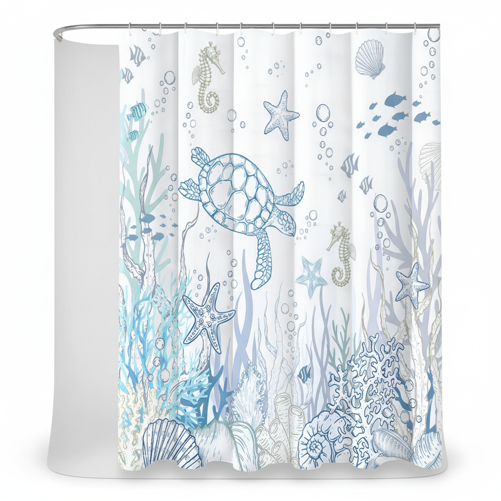 Waterproof Shower Curtain Polyester - TurtleGlide