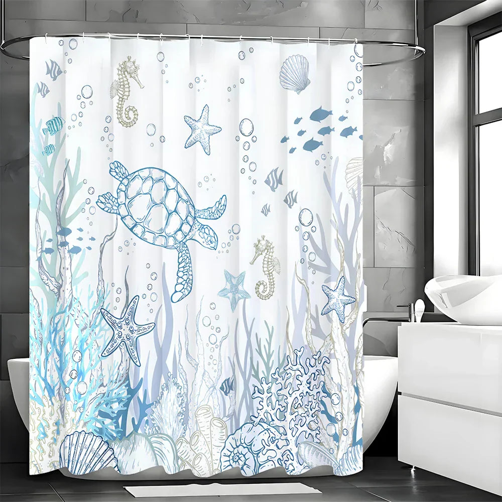 Waterproof Shower Curtain Polyester - TurtleGlide