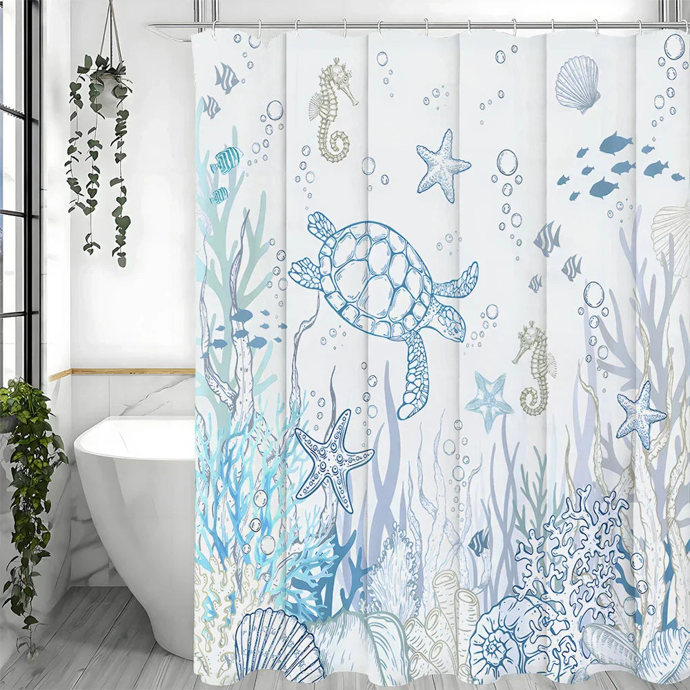 Waterproof Shower Curtain Polyester - TurtleGlide