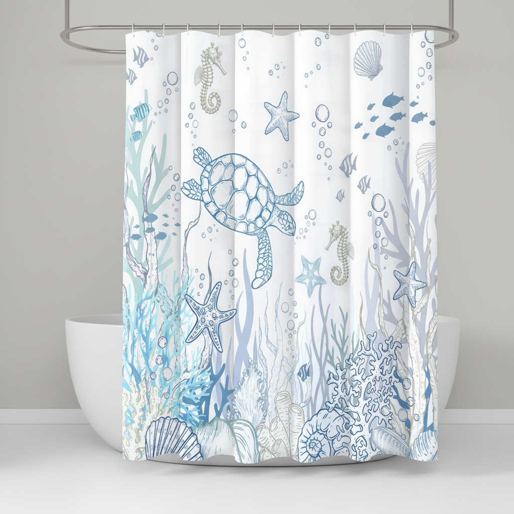 Waterproof Shower Curtain Polyester - TurtleGlide