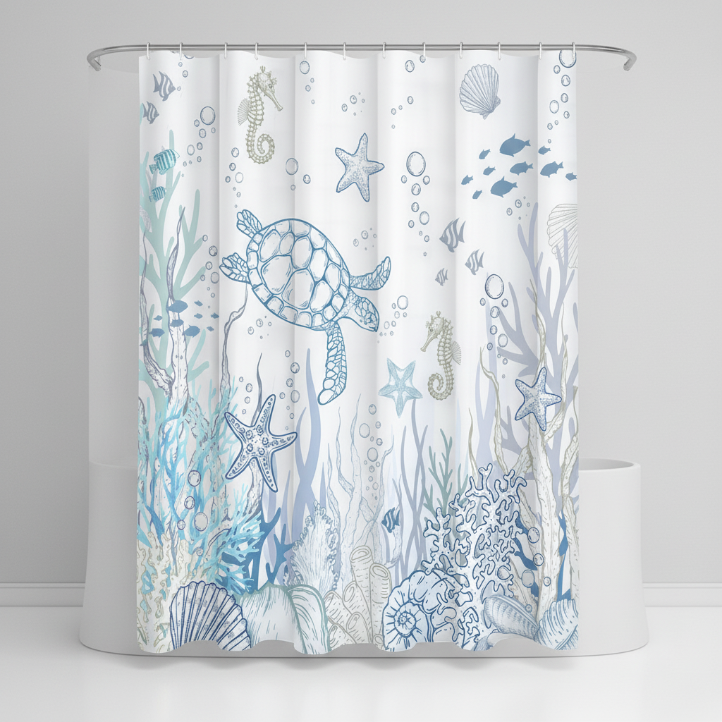 Waterproof Shower Curtain Polyester - TurtleGlide