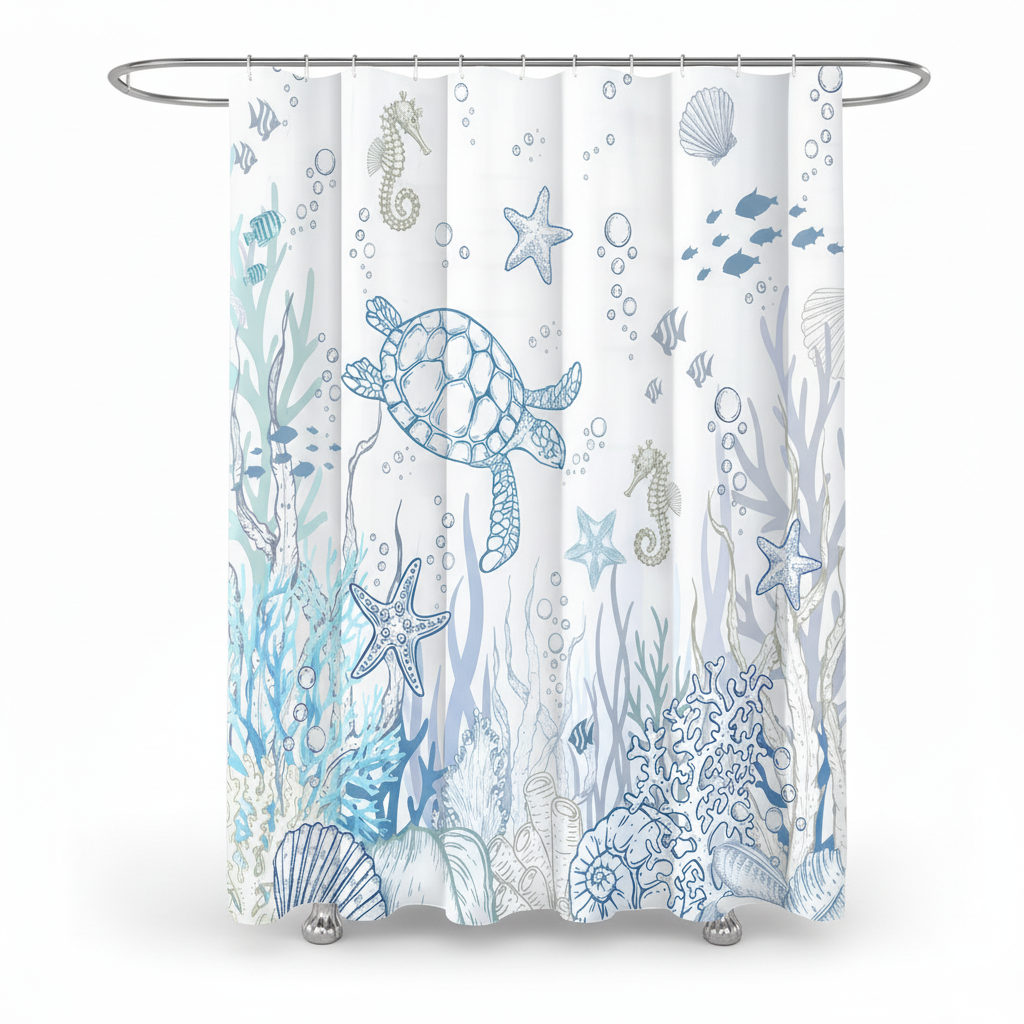 Waterproof Shower Curtain Polyester - TurtleGlide