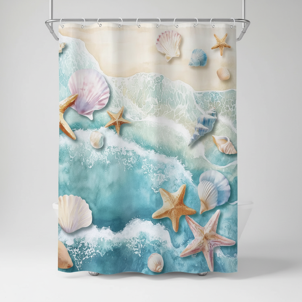 Waterproof Polyester Shower Curtain - Coastella