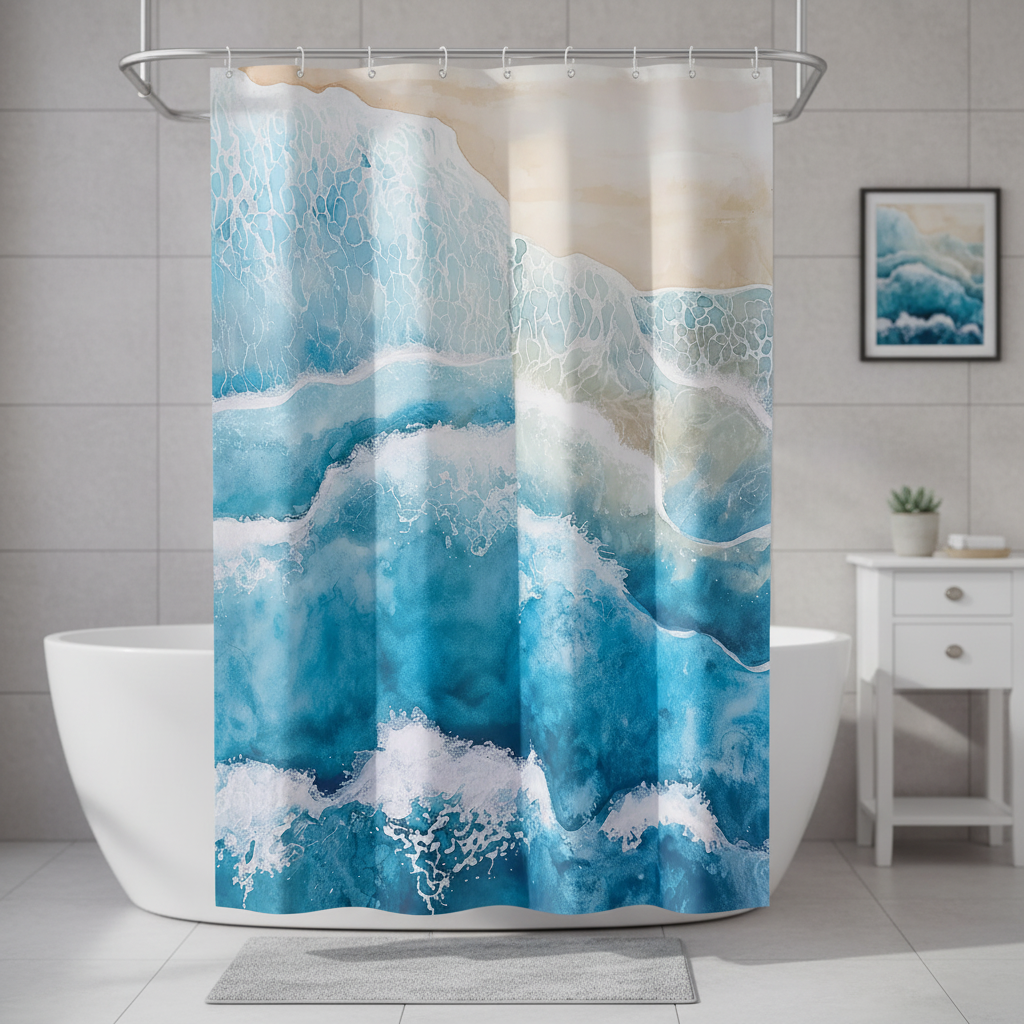 Waterproof Polyester Shower Curtain - Coastella