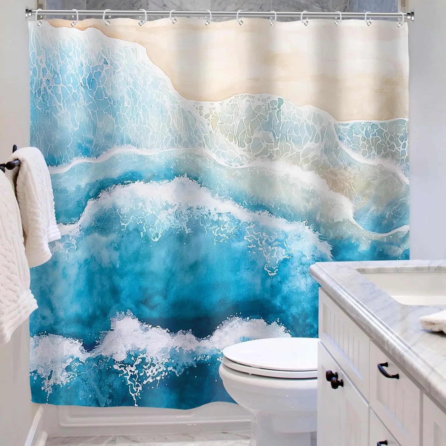 Waterproof Polyester Shower Curtain - Coastella