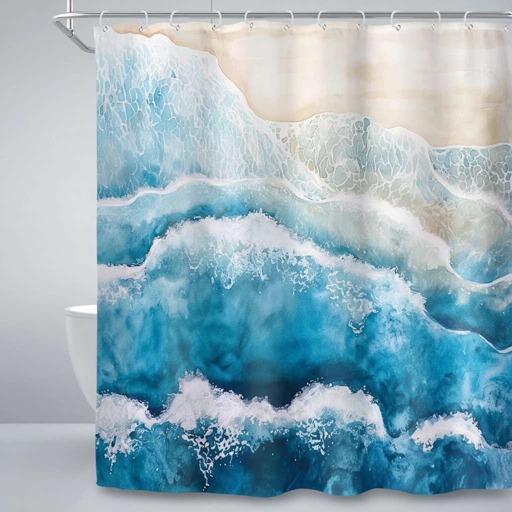 Waterproof Polyester Shower Curtain - Coastella