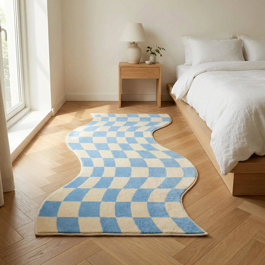 Wavy Check Floor Rug - PastelWave