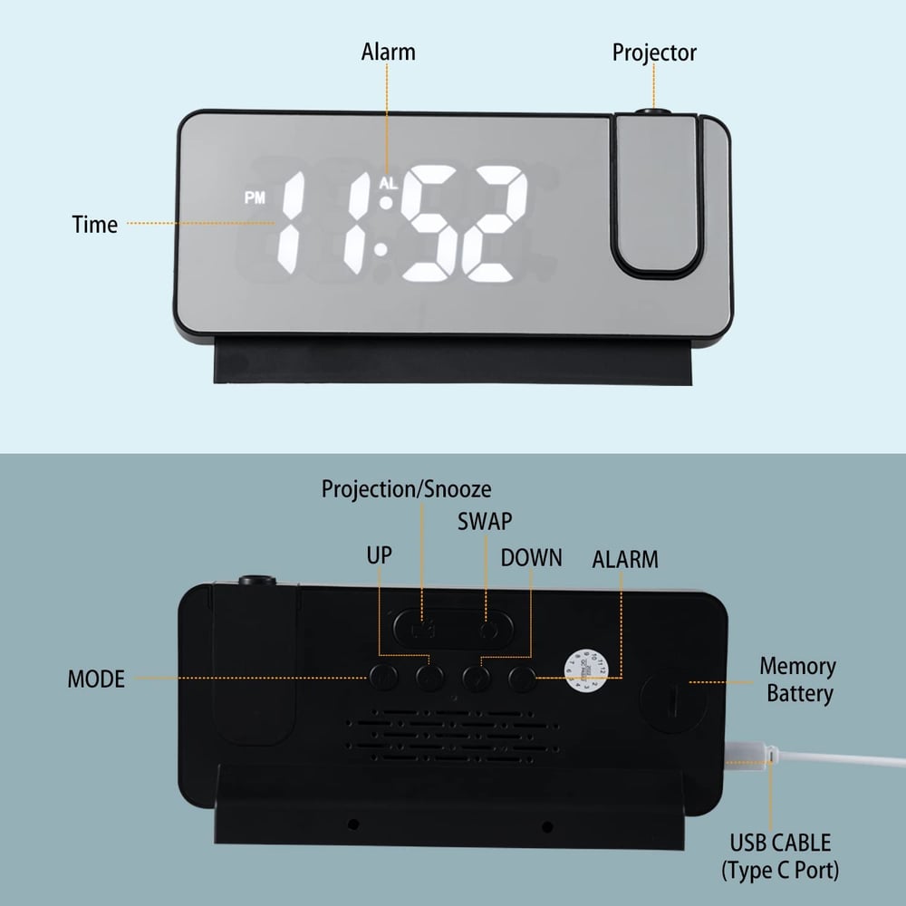 ClockCast™ Convenient Night Projection