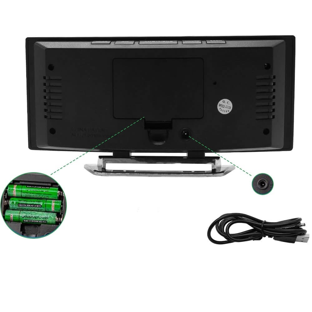 Curved LED Digital Alarm Clock with Modern Design - LumiCurve