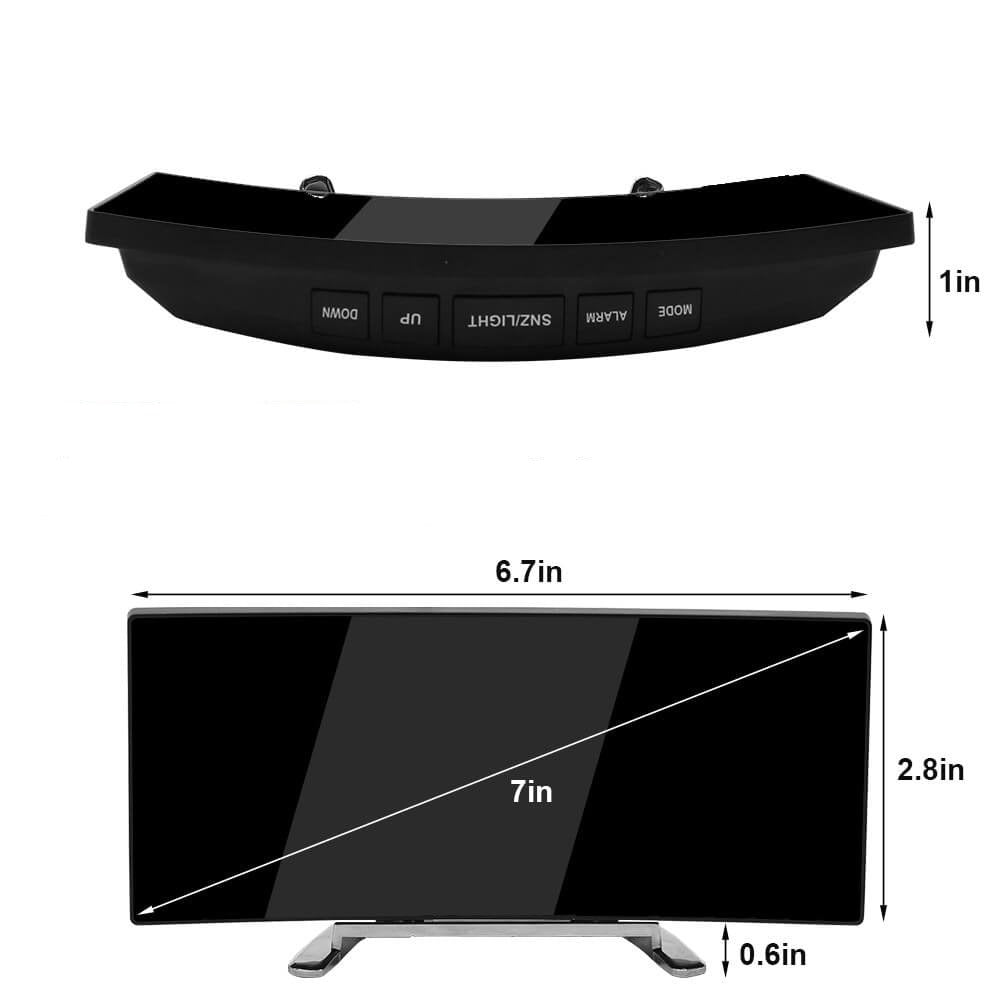Curved LED Digital Alarm Clock with Modern Design - LumiCurve