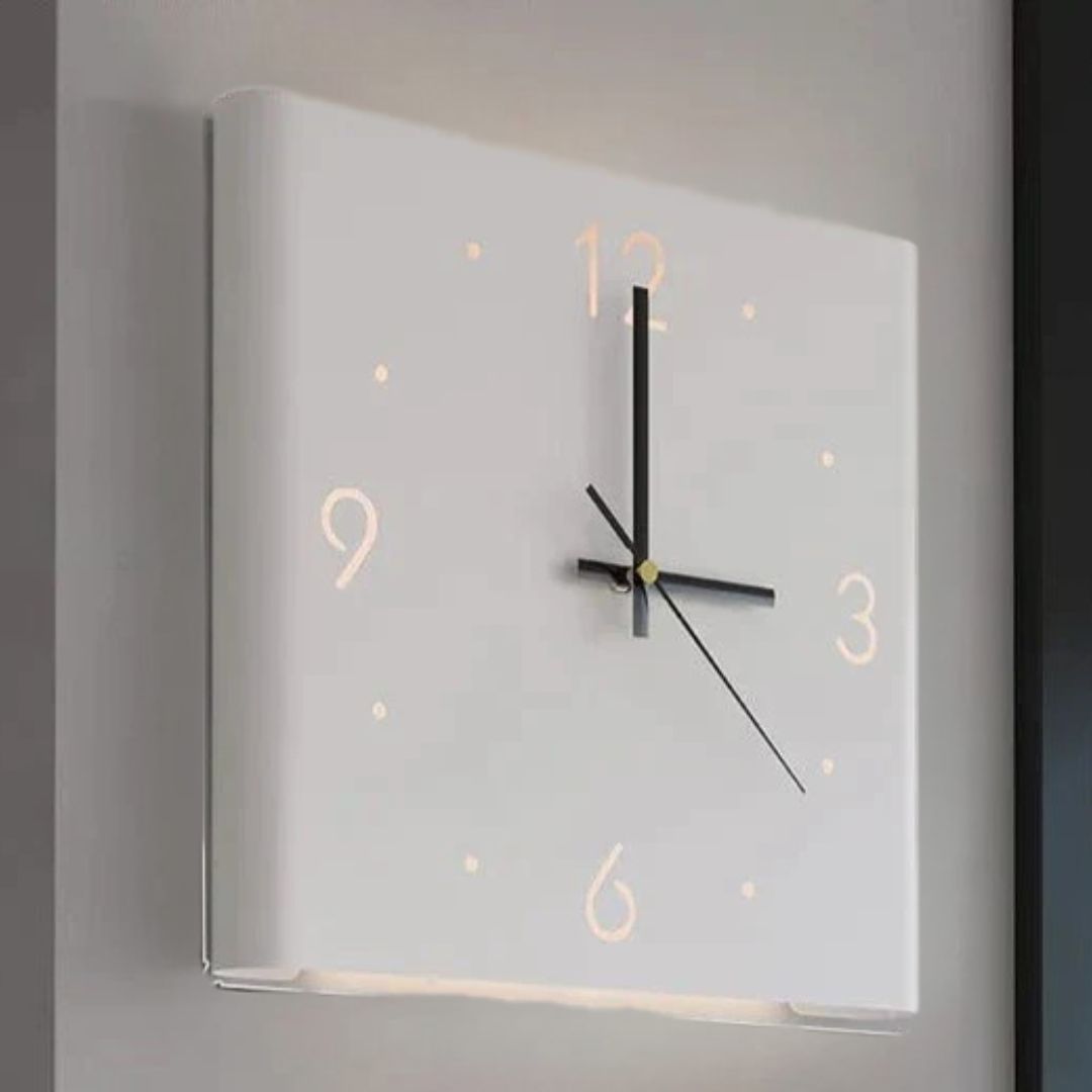 Double-sided Square Wall Clock with Lighting - TimeLume