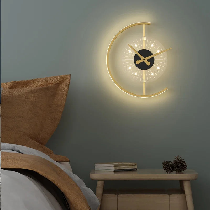 Modern Golden Illuminated Clock - Elysium