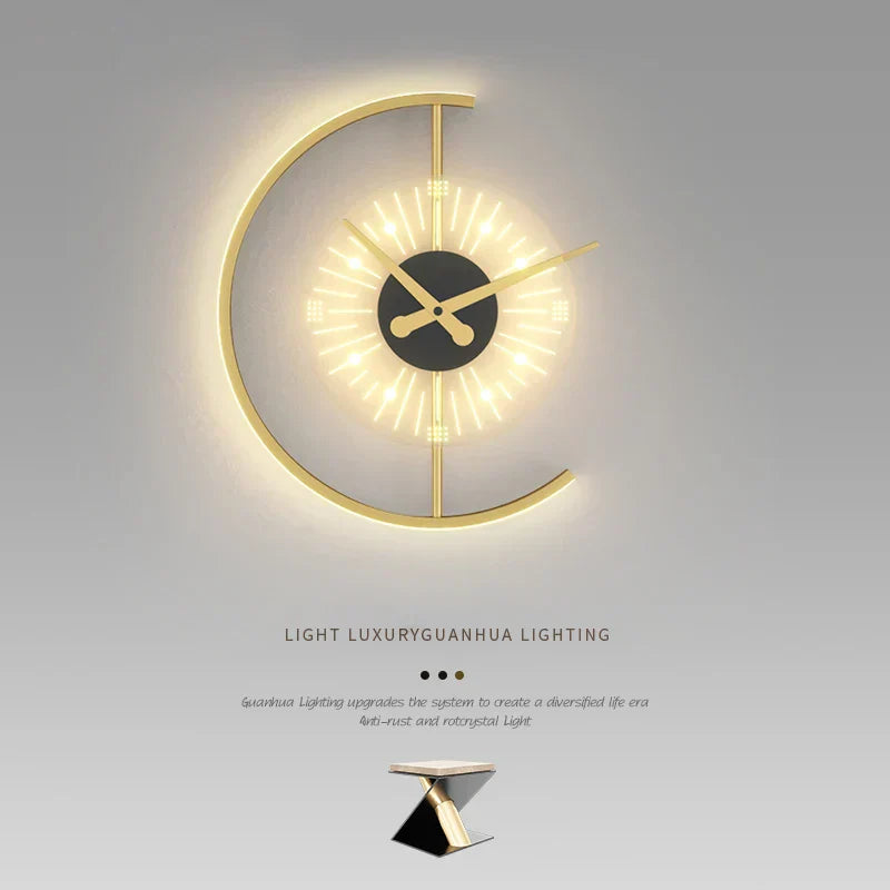 Modern Golden Illuminated Clock - Elysium